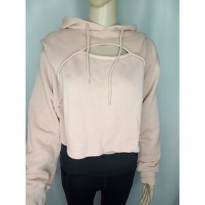 Flirtitude Active XXL (Juniors) Pink Crop Cut‎ Out Hooded Sweatshirt